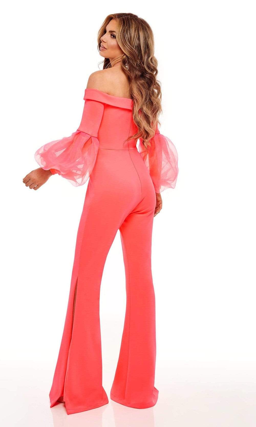 Rachel Allan - 50095 Bubble Sleeve Off Shoulder Jumpsuit Evening Dresses