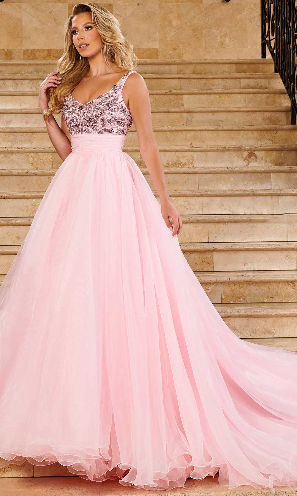 Rachel Allan 50137 - Sleeveless Empire Ballgown Special Occasion Dress 0 / Pink