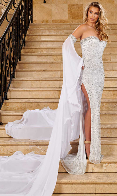 Rachel Allan 50181 - Strapless Sweetheart Evening Gown Evening Dress 00 / White
