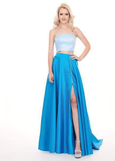Rachel Allan - 6422 Two Piece Matte Satin A-line Dress Prom Dresses 0 / Powder Blue Ocean