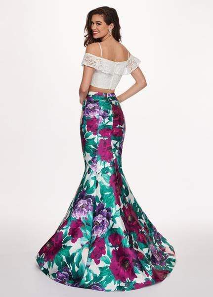 Rachel Allan - 6449 Two Piece Ruffled Off-Shoulder Floral Dress Evening Dresses