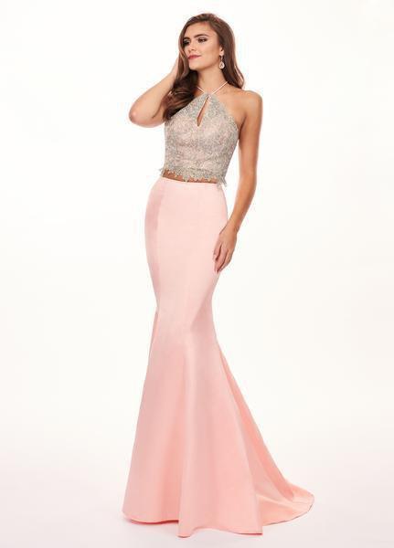 Rachel Allan - 6478 Two Piece Embroidered Satin Mermaid Gown Special Occasion Dress 0 / Blush