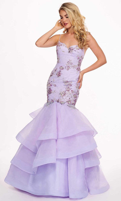 Rachel Allan - 6485 Embellished Sweetheart Tiered Mermaid Gown Special Occasion Dress 0 / Lilac