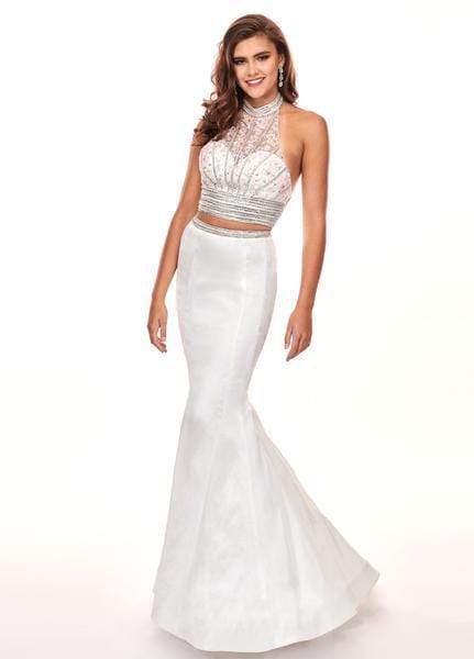 Rachel Allan - 6511 Beaded Halter Taffeta Two-Piece Mermaid Gown Evening Dresses 0 / White/Pink