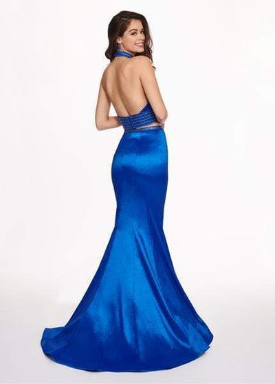 Rachel Allan - 6511 Beaded Halter Taffeta Two-Piece Mermaid Gown Evening Dresses