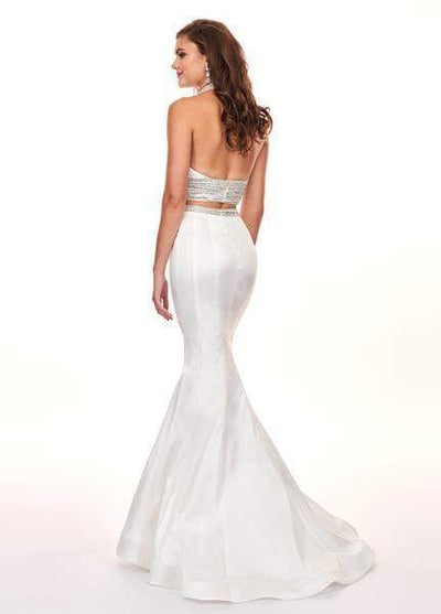 Rachel Allan - 6511 Beaded Halter Taffeta Two-Piece Mermaid Gown Evening Dresses
