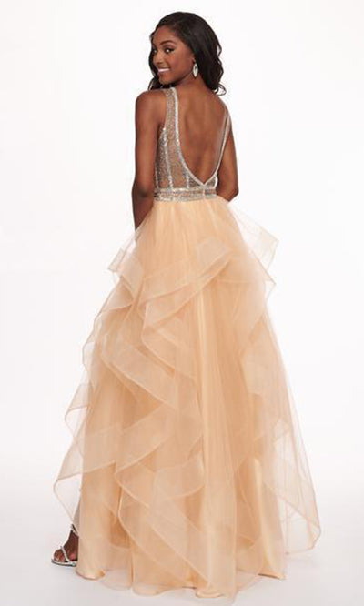 Rachel Allan - Beaded Ruffle Tulle Ruffle High-Low Prom Dress 6512 - 1 pc Lilac In Size 16 Available CCSALE 16 / Neutral