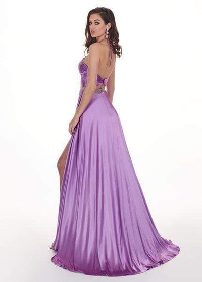 Rachel Allan - 6521 Shirred Double Cutout High Slit Gown Prom Dresses