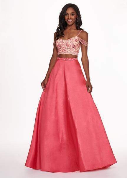 Rachel Allan - 6534 Two Piece Beaded Taffeta Ballgown Ball Gowns 0 / Coral