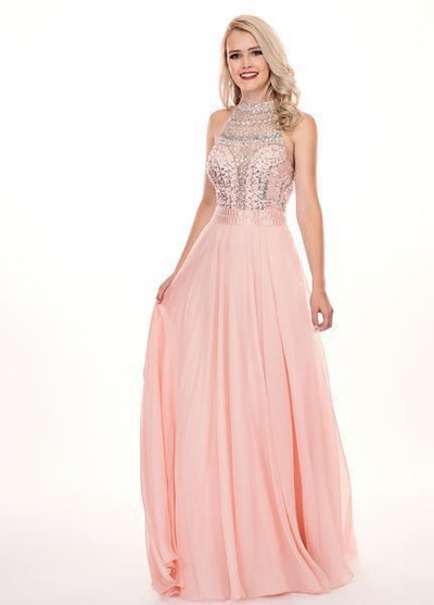 Rachel Allan - 6568 Crystal Embellished Illusion Top Chiffon Gown Prom Dresses