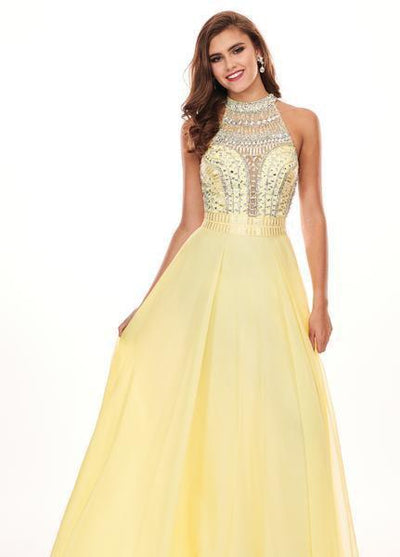 Rachel Allan - 6568 Crystal Embellished Illusion Top Chiffon Gown Prom Dresses