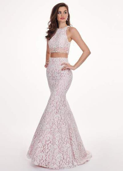 Rachel Allan - 6578 Two-Piece Floral Beaded Lace Mermaid Gown Special Occasion Dress 0 / Pink