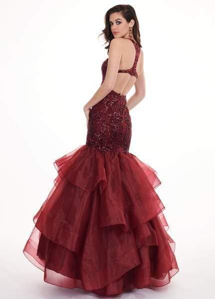 Rachel Allan - 6582 Sequined Halter Ruffled Mermaid Dress Special Occasion Dress