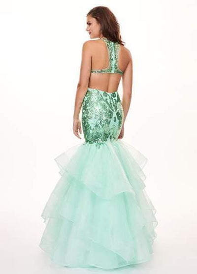 Rachel Allan - 6582 Sequined Halter Ruffled Mermaid Dress Special Occasion Dress