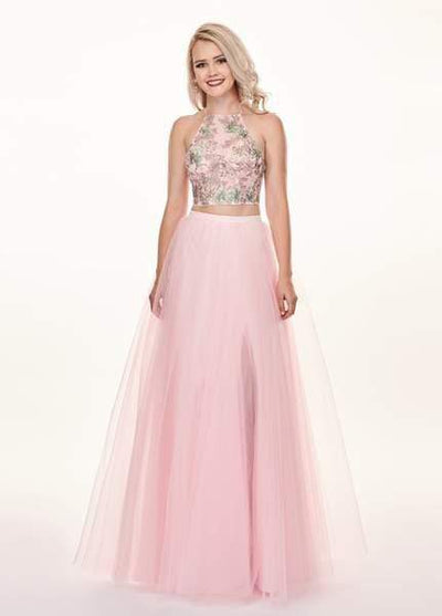 Rachel Allan - 6596 Two Piece Embroidered Tulle A-line Dress Special Occasion Dress 0 / Soft Pink