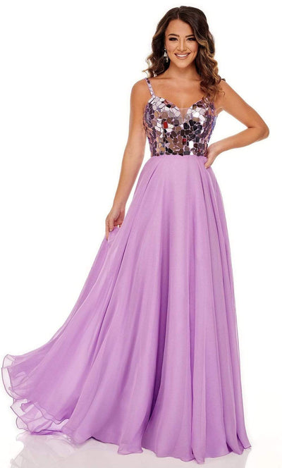 Rachel Allan - 70060 Sweetheart Cut Glass Bodice A-Line Gown Prom Dresses 00 / Lilac