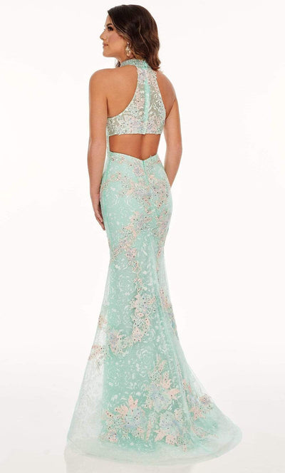 Rachel Allan - 70066 Lace Applique High Halter Trumpet Dress Prom Dresses