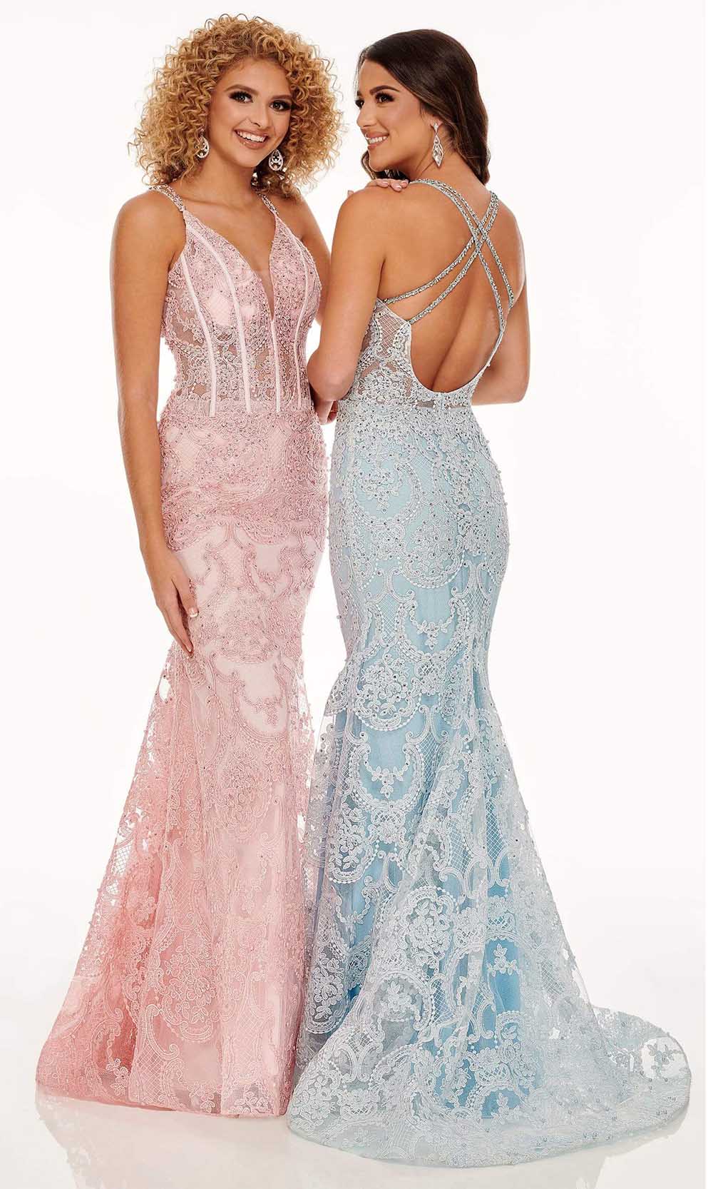Rachel Allan - 70112 Applique Deep V Neck Mermaid Gown Prom Dresses