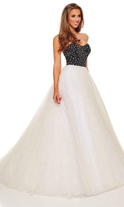 Rachel Allan - 70140 Strapless Sweetheart A-Line Gown Prom Dresses 00 / Black White