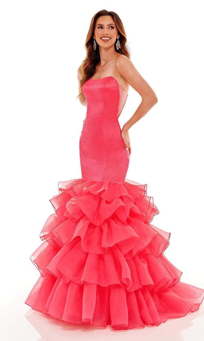 Rachel Allan - 70142 Strapless Sweetheart Tiered Gown Prom Dresses 00 / Candy Pink