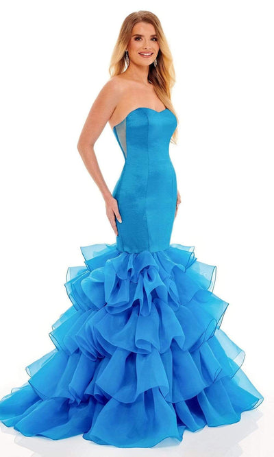 Rachel Allan - 70142 Strapless Sweetheart Tiered Gown Prom Dresses 00 / Ocean Blue
