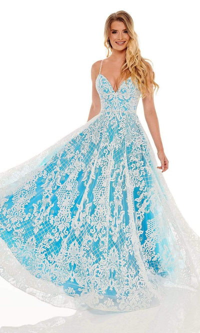 Rachel Allan - 70160 Lace Pattern A-Line Evening Dress Prom Dresses