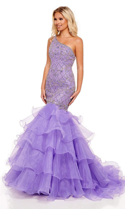 Rachel Allan - 70176 One Shoulder Fully Beaded Dress Prom Dresses 00 / Lilac Multi