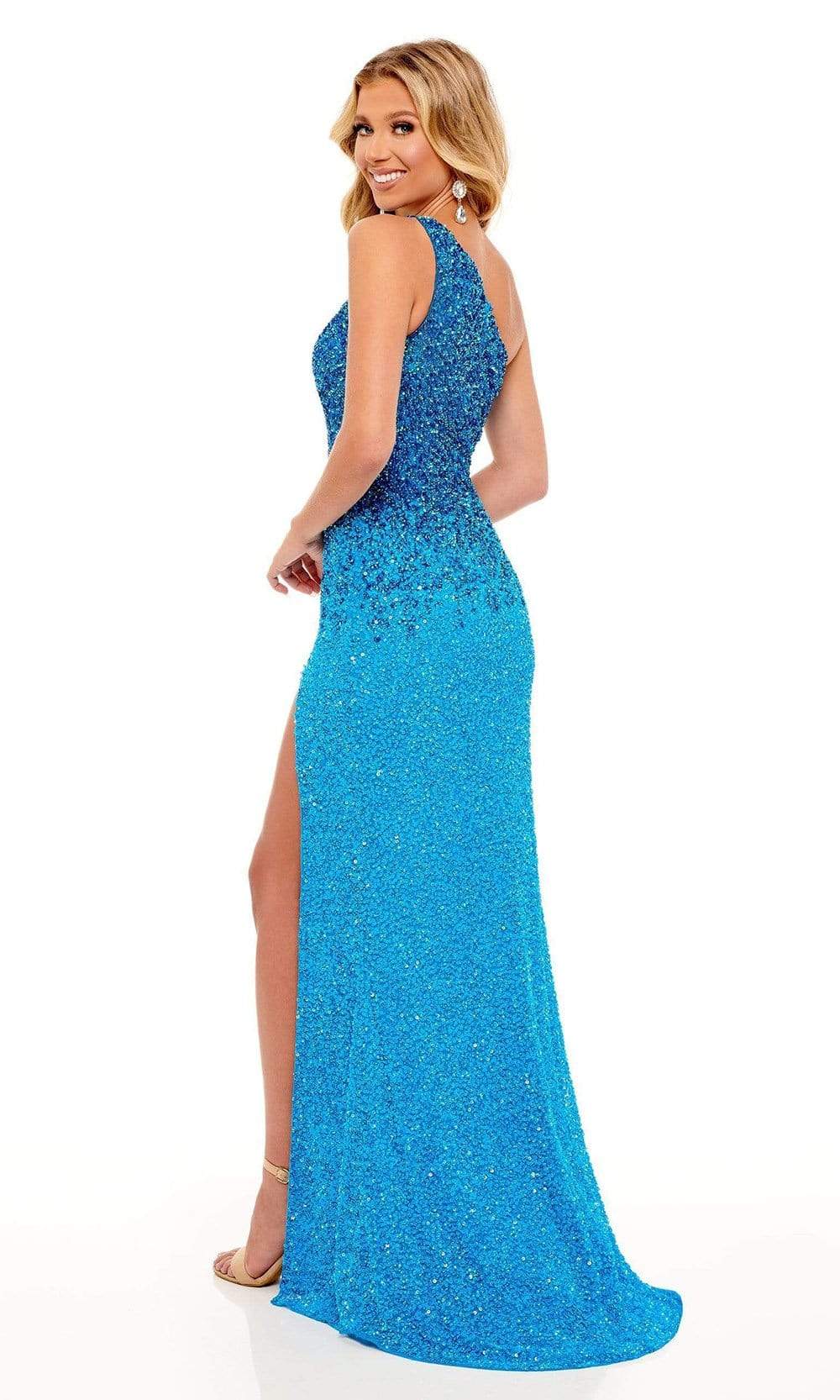 Rachel Allan - 70222 Assymetrical Fitted Ombre Gown Prom Dresses