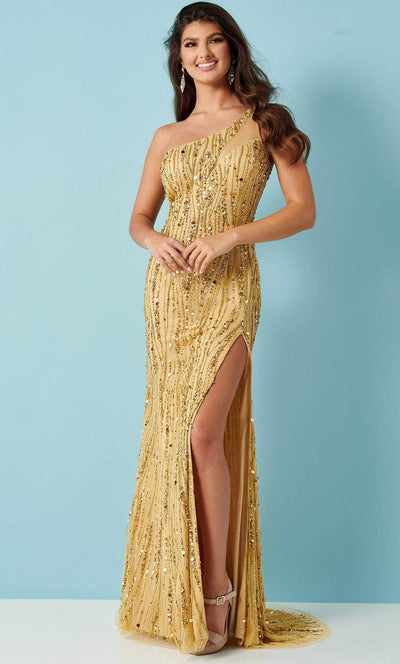 Rachel Allan 70388 - Illusion Accent Prom Dress Special Occasion Dress 00 / Gold