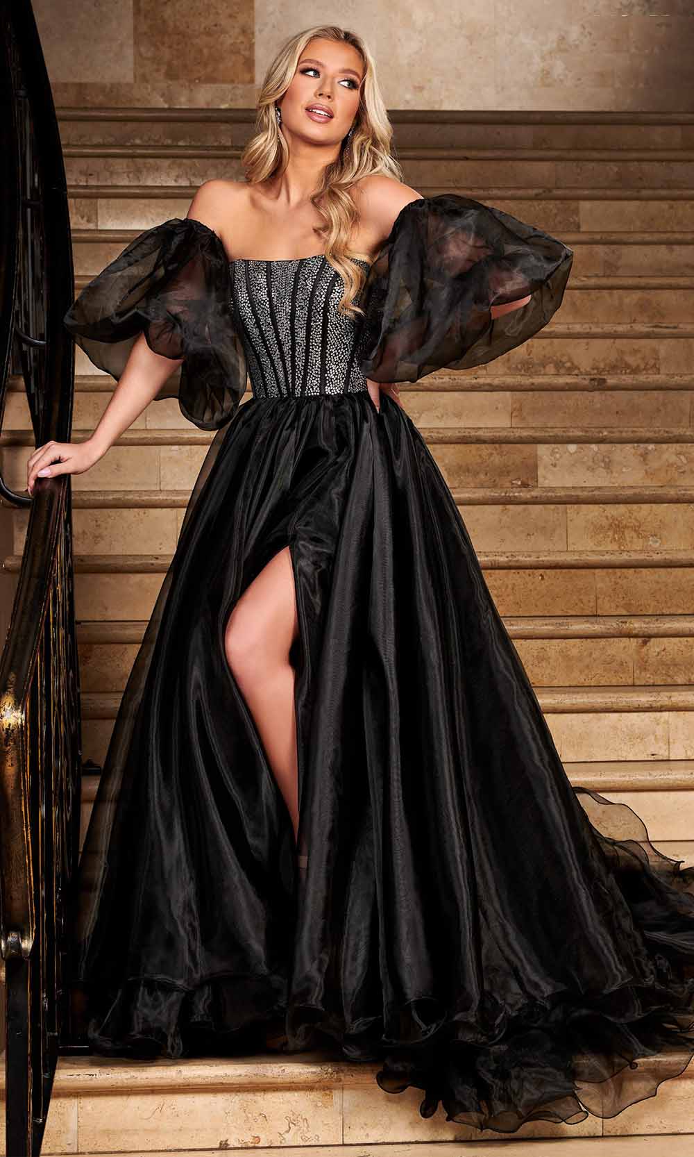 Rachel Allan 70470 - Corset Style Bodice Ballgown 00 / Black