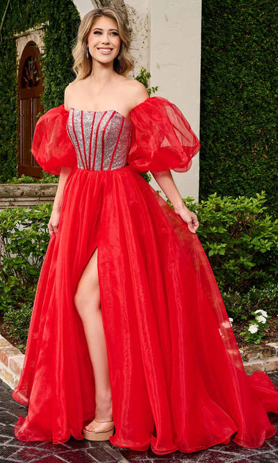 Rachel Allan 70470 - Corset Style Bodice Ballgown 00 / Red