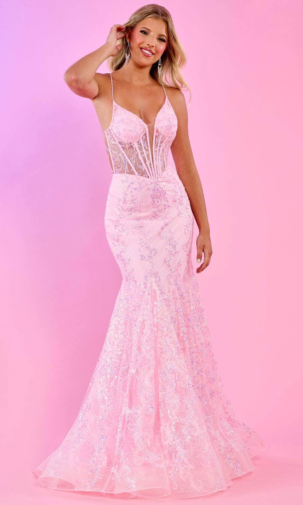 Rachel Allan 70491 - Embellished Corset Prom Dress Prom Dresses 00 / Light Pink