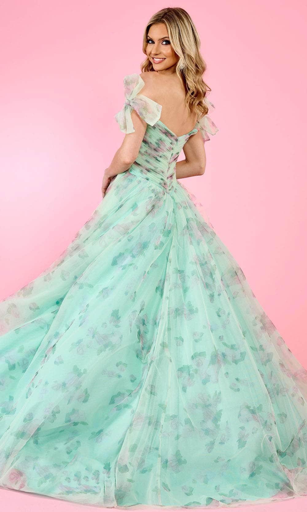 Rachel Allan 70495 - Ruched Floral Prom Dress