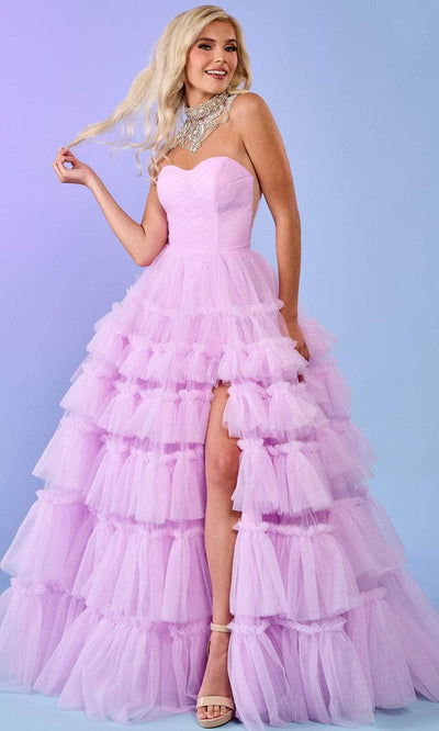 Rachel Allan 70503 - Ruffle Trimmed Ballgown Ball Gowns 00 / Lilac