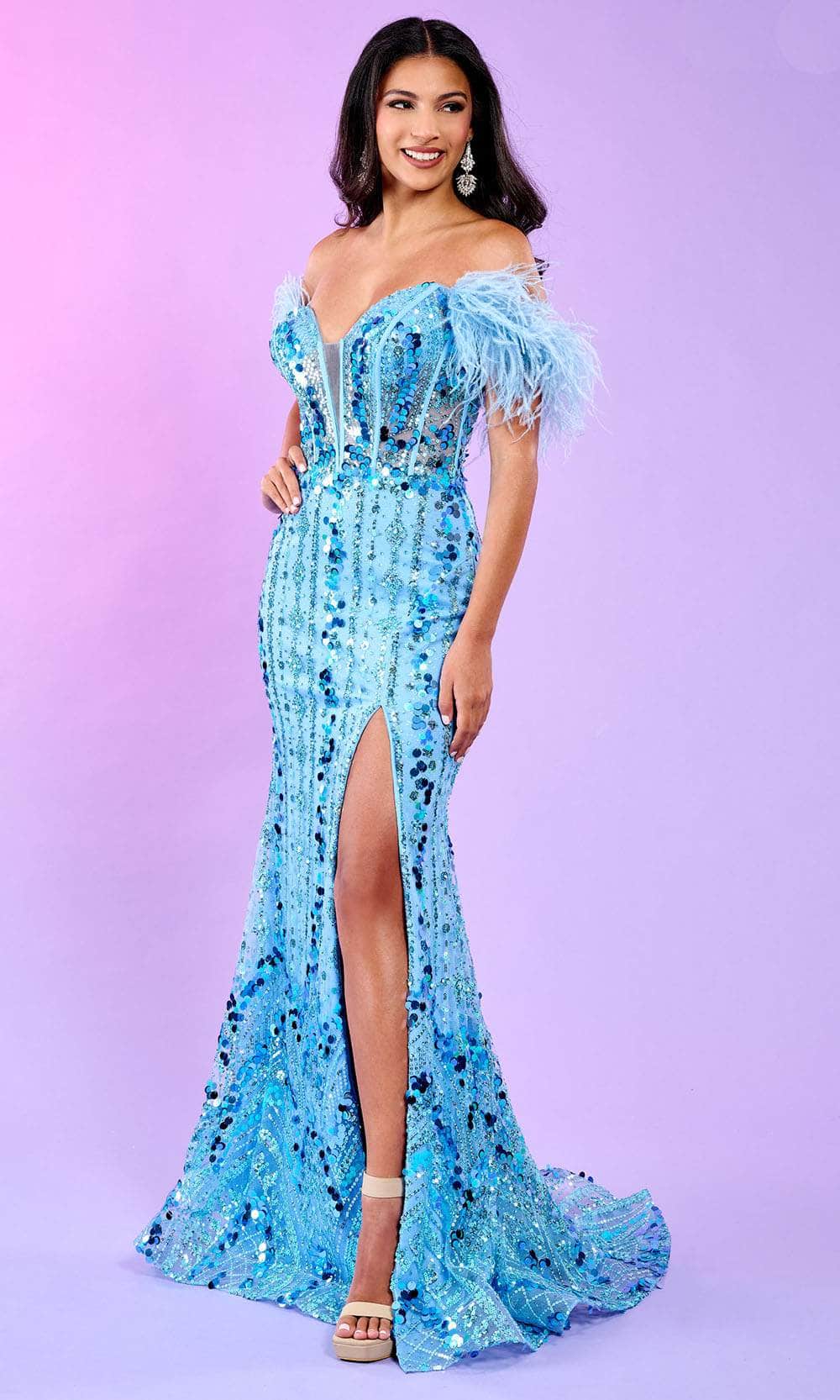Rachel Allan 70509 - Feather Ornate Prom Dress