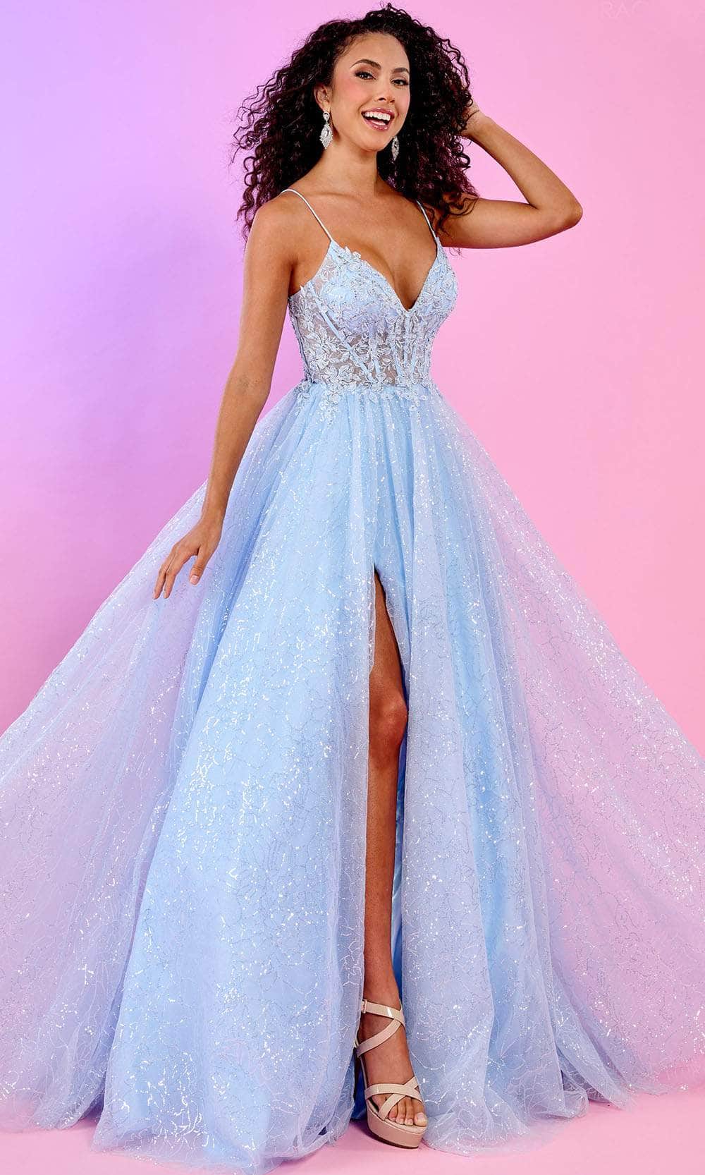 Rachel Allan 70510 - Applique Bodice Prom Dress Ball Gowns 00 / Blue