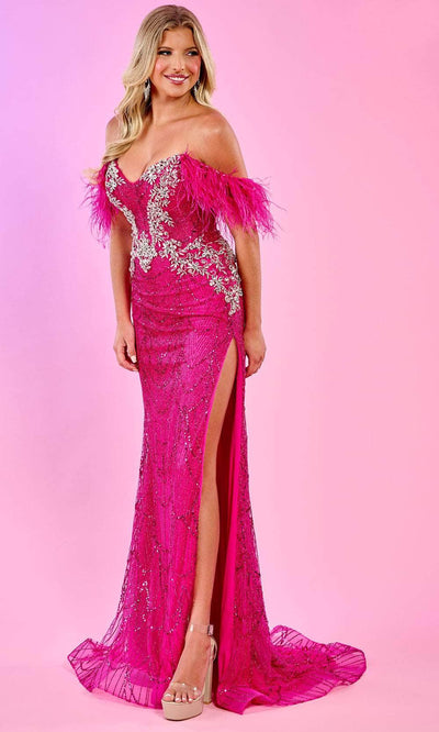 Rachel Allan 70513 - Feather Embellished Prom Dress