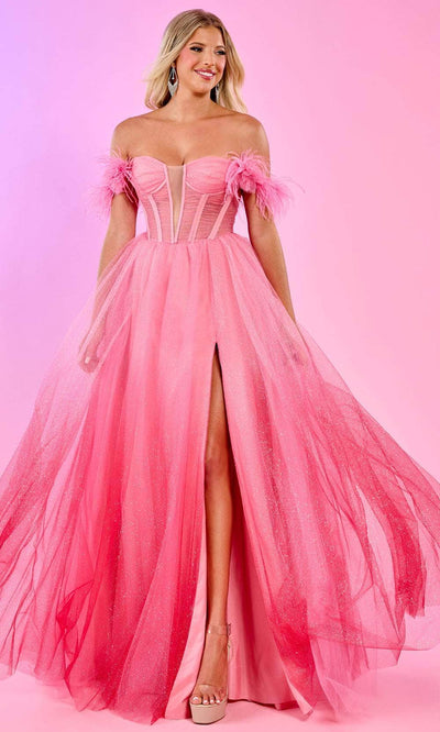 Rachel Allan 70515 - Ombre A-Line Prom Dress Ball Gowns 00 / Fuchsia Ombre
