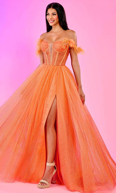 Rachel Allan 70515 - Ombre A-Line Prom Dress Ball Gowns 00 / Tangerine Ombre