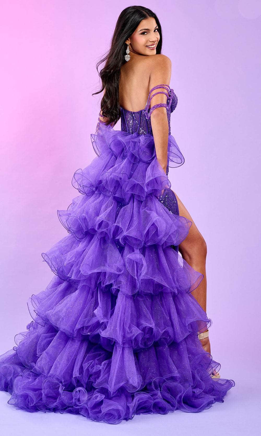 Rachel Allan 70550 - Shimmer Prom Dress with Ruffled Overskirt