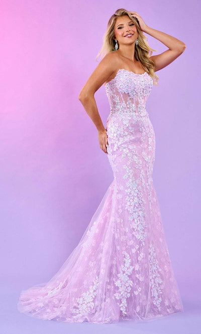 Rachel Allan 70566 - Floral Mermaid Prom Dress Prom Dresses 00 / Lilac
