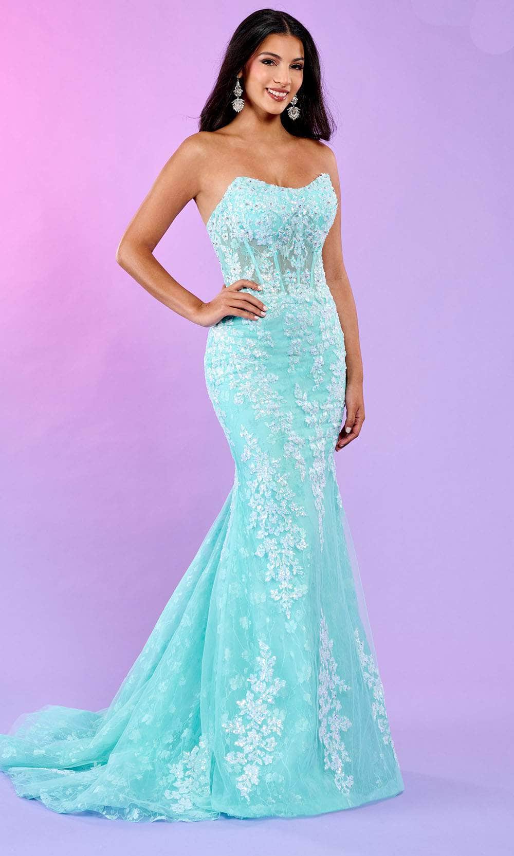 Rachel Allan 70566 - Floral Mermaid Prom Dress Prom Dresses 00 / Mint