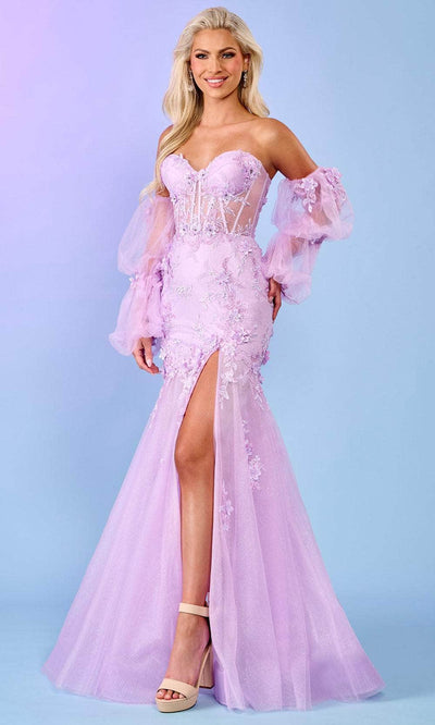 Rachel Allan 70588 - Appliques Illusion Evening Dress Evening Dressess 00 / Lilac