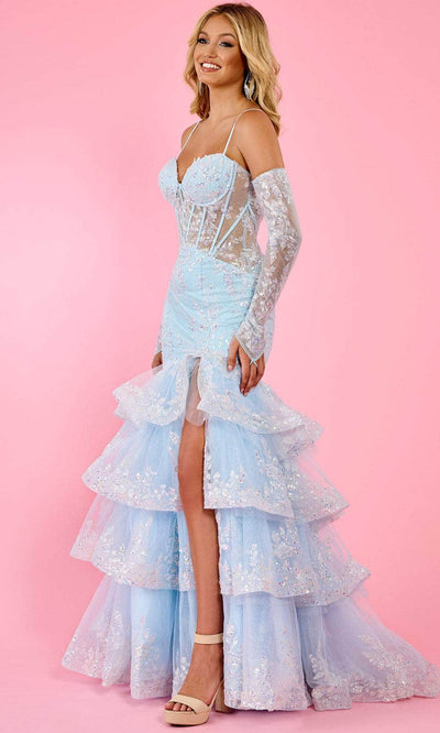 Rachel Allan 70614 - Ruffle Tiered Prom Gown Prom Dresses 00 / Sky Blue
