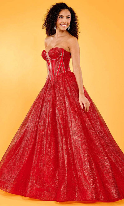 Rachel Allan 70630 - Illusion Corset Prom Ballgown Ball Gowns 00 / Red