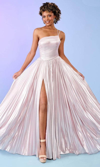 Rachel Allan 70639 - One Shoulder Pleated Prom Gown Prom Dresses 00 / Blush