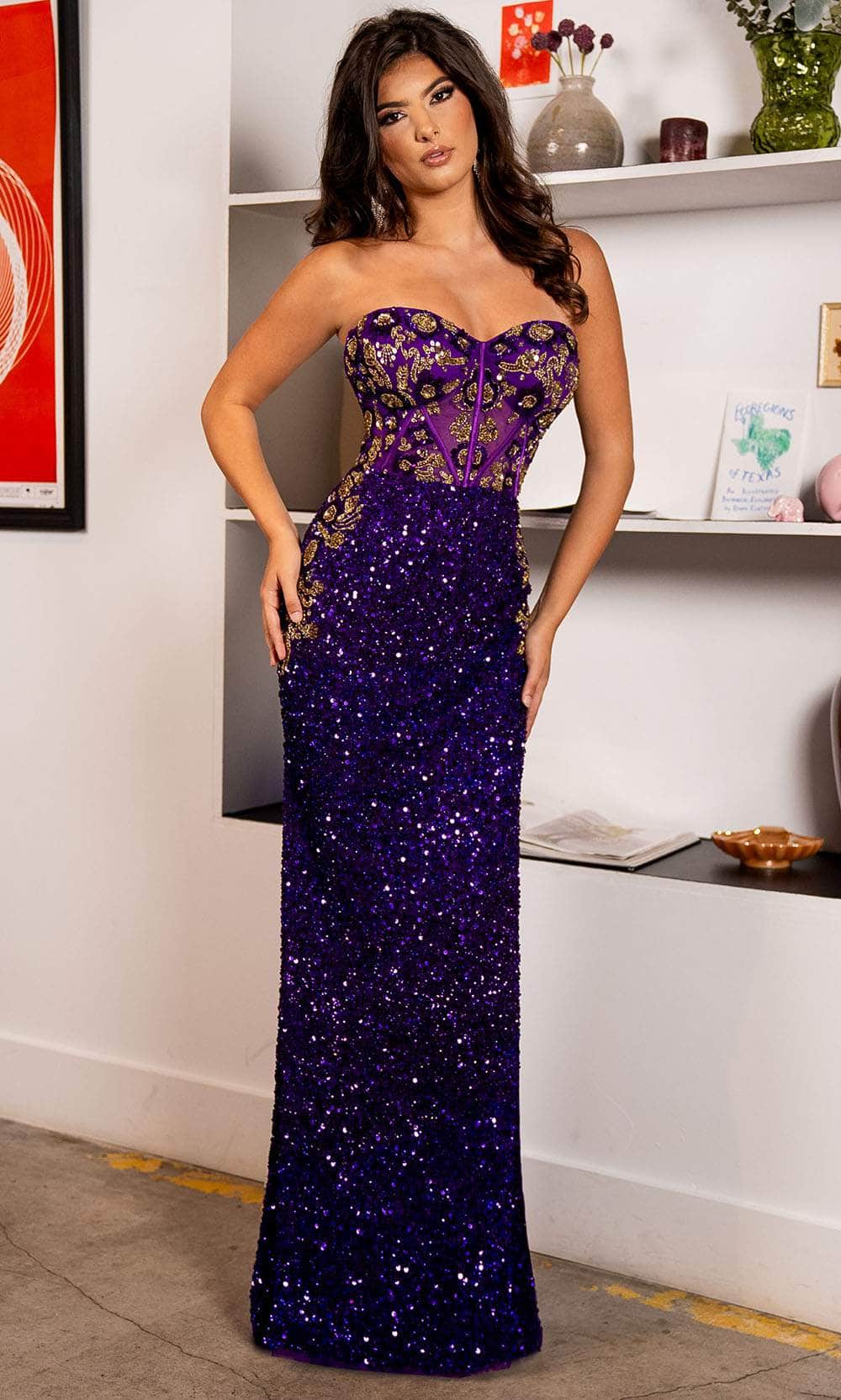 Rachel Allan 70650 - Strapless Embellished Prom Gown