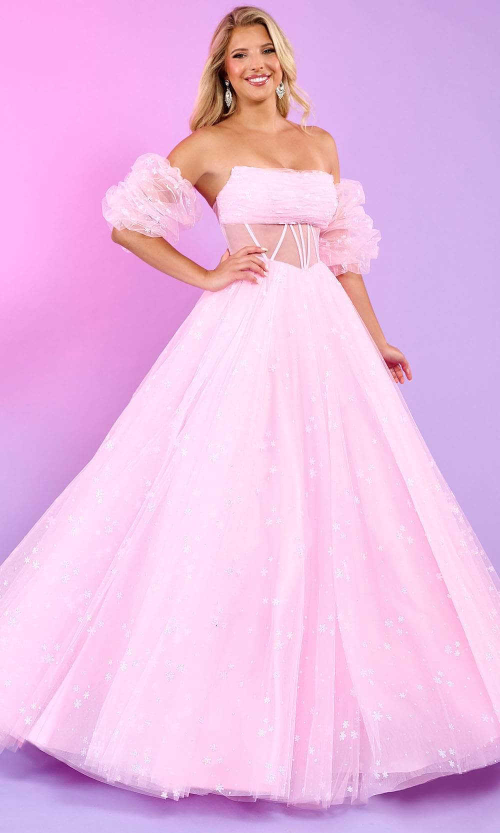 Rachel Allan 70661 - Ruched Scoop Neck Ballgown Ball Gowns 00 / Pink