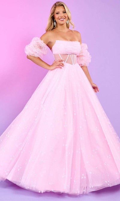 Rachel Allan 70661 - Ruched Scoop Neck Ballgown Ball Gowns 00 / Pink