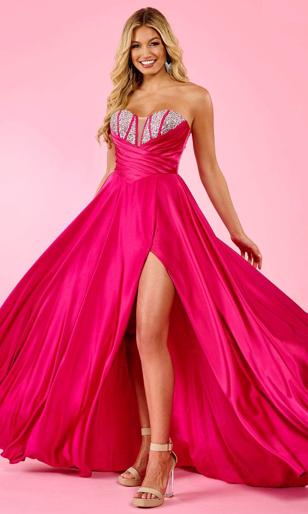 Rachel Allan 70664 - Pleated Bodice Prom Gown Prom Dresses 00 / Fuchsia